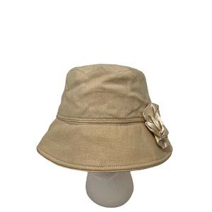 Azalea Beige Tan Bucket Hat Floral Detail Womens One Size Victorian